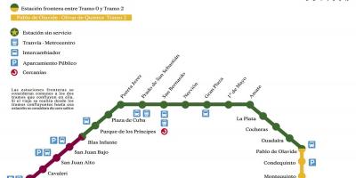 Metro Sevilli zemljevid