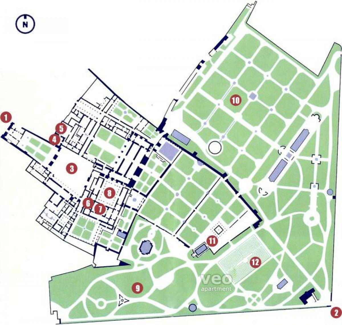 alcazar Sevilli zemljevid