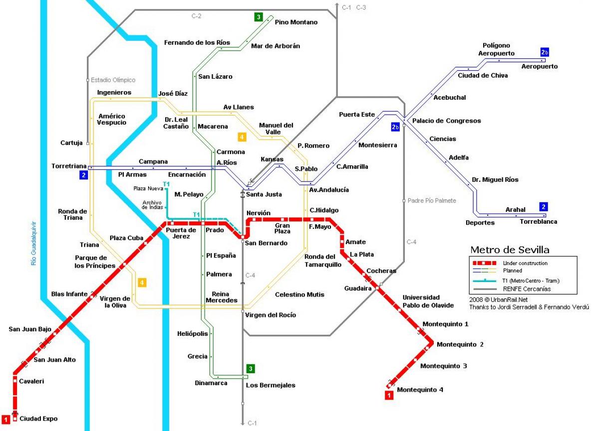 zemljevid Sevilli metro