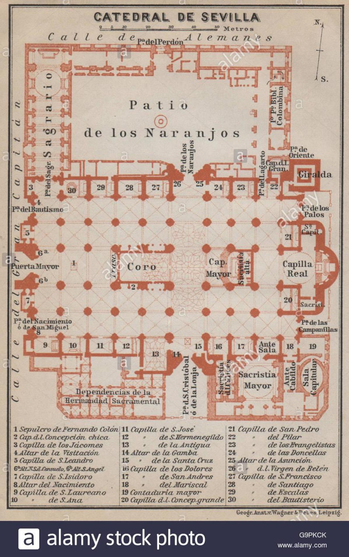 zemljevid Sevilli katedrala