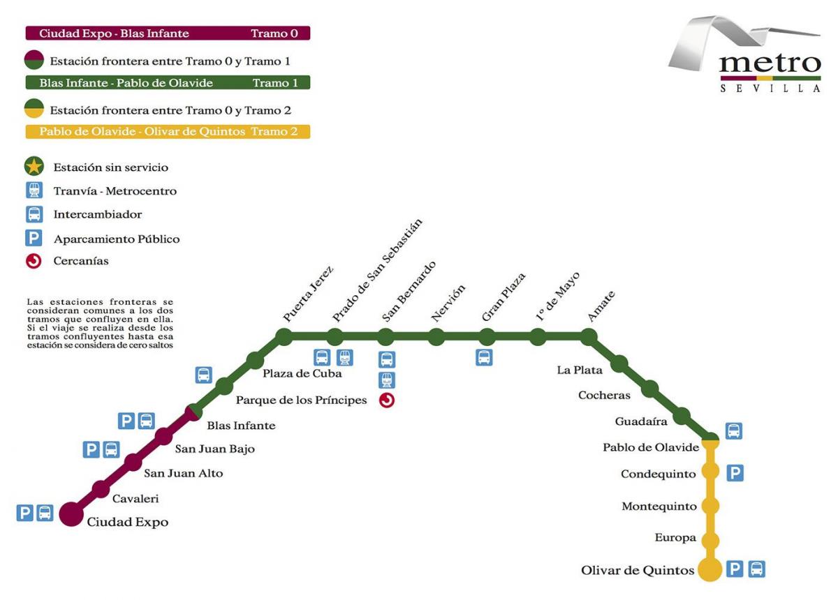 metro Sevilli zemljevid