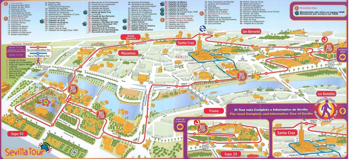 mestni turistični Sevilli zemljevid