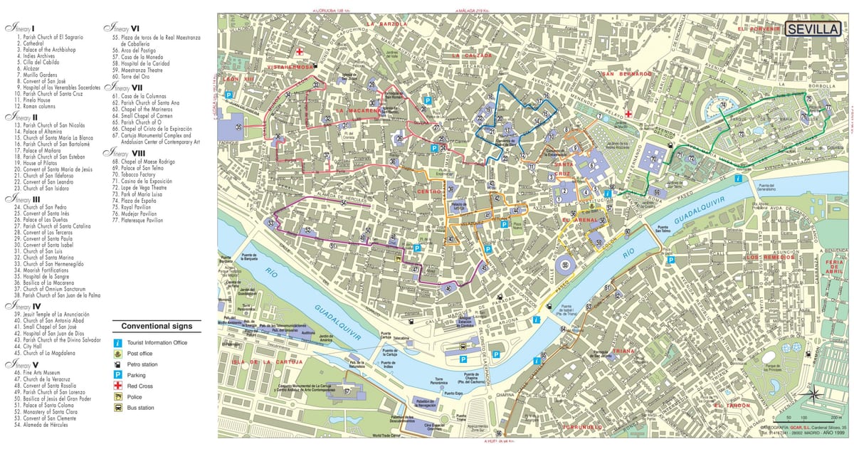 Sevilla turistični zemljevid