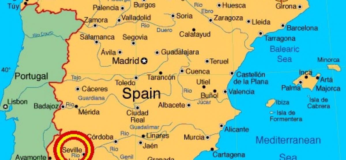 Sevilla, španija zemljevid
