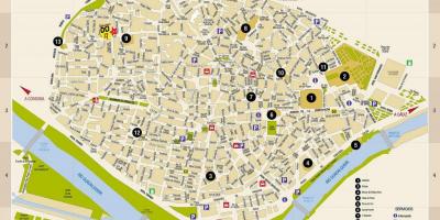 Zemljevid plaza de armas Sevilli 