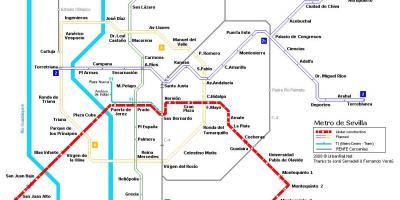 Zemljevid Sevilli metro