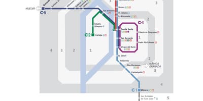 Železniške postaje v Sevilli zemljevid