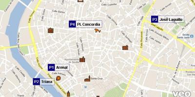 Zemljevid Sevilli parkirišče