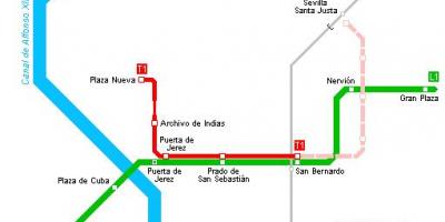 Zemljevid Sevilli tramvaj