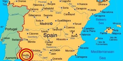 Sevilla espana zemljevid
