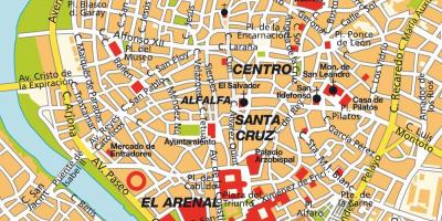 Zemljevid Sevilli v španiji mestno središče